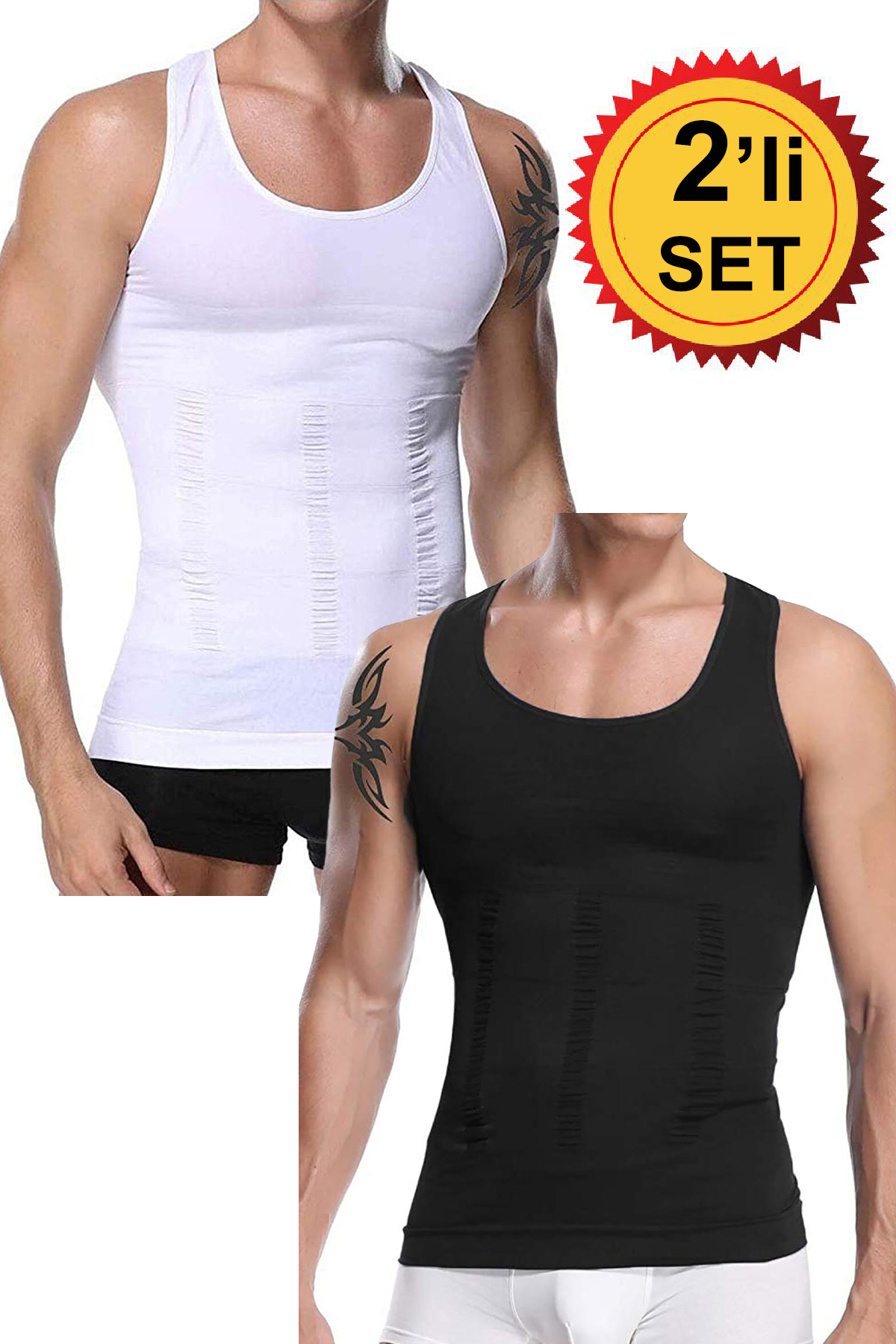 Erkek Korse Atlet Toparlayıcı Atlet 2 li Set